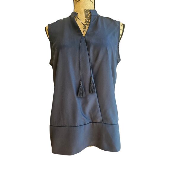 Brooks Brothers Sleeveless Sash Tie Navy Blue Blouse, New, Sz 8 - Picture 10 of 10